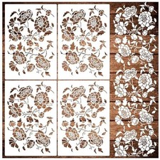 Giant 16.5 inch Peony Flower Pattern Stencils for Painting On Wall Large Pain...