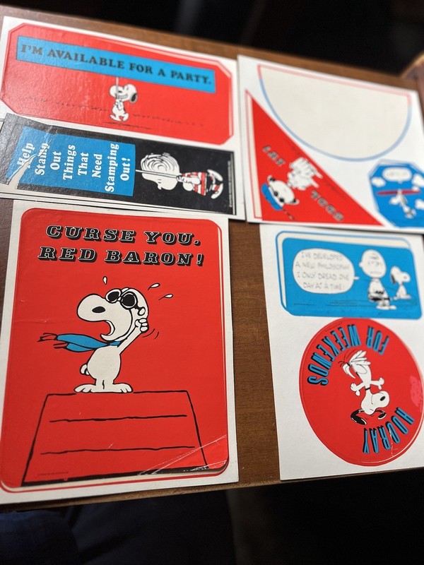 7 Vtg SNOOPY Peanuts Charlie Brown Linus Lucy Decal Stickers 1970s Notebook