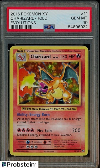 Pokemon 2016 XY Evolutions Charizard 11/108 Holo Rare English PSA 10