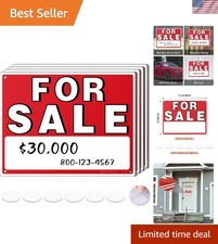 4 Pack of For Sale Signs - 14"x10", No Residue for Easy Vehicle Selling