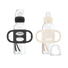 Dr. Brown's Milestones Wide Neck Sippy Spout Bottles 9oz 2 Pack Flexible Handles