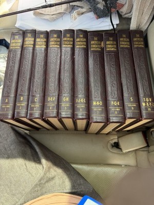 1963 Encyclopedia Embossed Red Leather Bound, The American Educator Complete Set