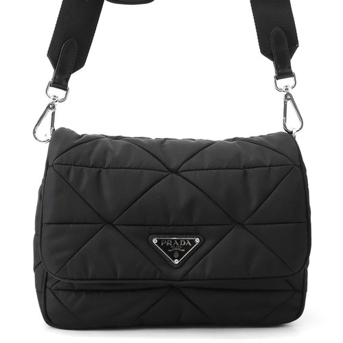 PRADA Padded Shoulder Bag Nylon Black 1BD290