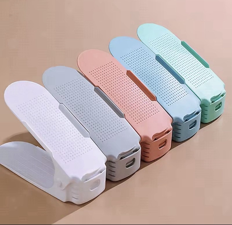 Plastic Shoe Slot Rack, Freestanding Multicolor, 1 Pair - 3 Pieces 
