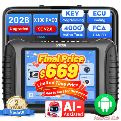 2026 XTOOL X100 PAD3 SE V2.0 IMMO Key Programmer Auto Diagnostic Tool 38 Service