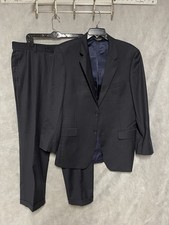 Jos A Bank Suit Men 42L Blue 2B Micro Herringbone Signature Wool 36X32 Pant Luxe