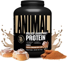 Animal Whey Isolate Protein Powder Frosted Cinnamon Bun 4 lbs 25g Protein