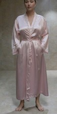 Vtg 90'Christian Dior Pink Liquid Satin Robe Luxe Peignoir Dressing Gown M