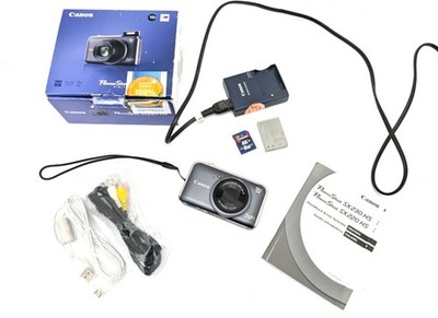Canon PowerShot SX220HS Digitalkamera Kompaktkamera grau Akku Lagegerät 8GB Set