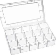 15 Large Grids Plastic Organizer Box with Adjustable Dividers,divided storage co