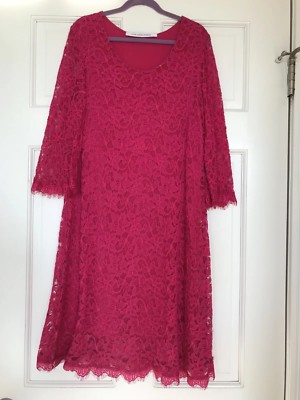 Diane von furstenberg hot pink Aline lace dress, size 4 | eBay