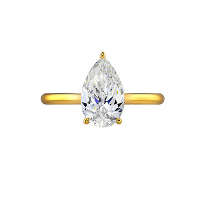 Engagement Gold Ring 14k Yellow Lab Created Diamond Pear 1.50 Carat IGI GIA HRD