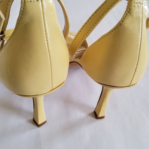 New Vince Camuto Leather Yellow Heeled Strappy Sandals Size 8.5 - Picture 9 of 14
