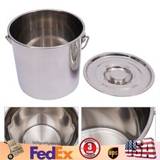 12L Metal Bucket Stainless Steel with Lid Handle Food Bucket Milk Bucket Uk