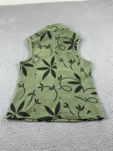 VINTAGE Patagonia Synchilla Vest Womens Small* Green Fleece Floral Full Zip Logo - Picture 8 of 12