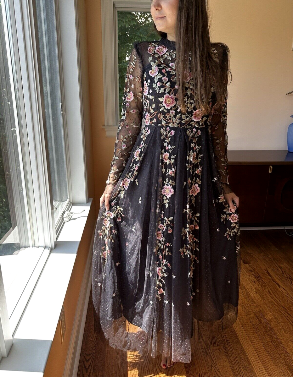 Sheer Mesh Overlay Dress Black Embroidered Mesh Dress Lost In Flowering  Fields Embroidered Mesh Maxi Dress