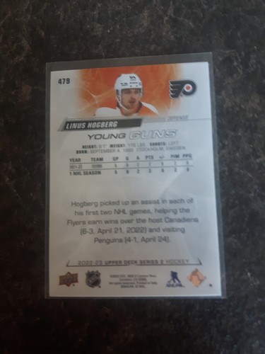 2022-23 Upper Deck Series 2 Young Guns YG Linus Hogberg RC Card# 479 - Picture 2 of 2