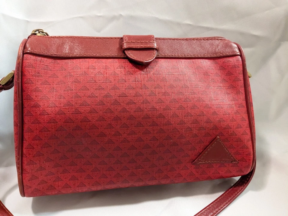 Bolso de mano bandolera Liz Claiborne 1984 vintage lona roja con adornos de cuero restaurado Foto 2 de 4