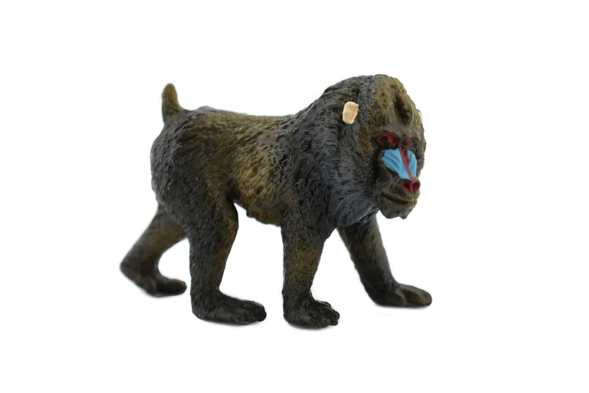 Mandrill, Baboon Monkey, Realistic Toy Figure, Hand Painted, 2.5
