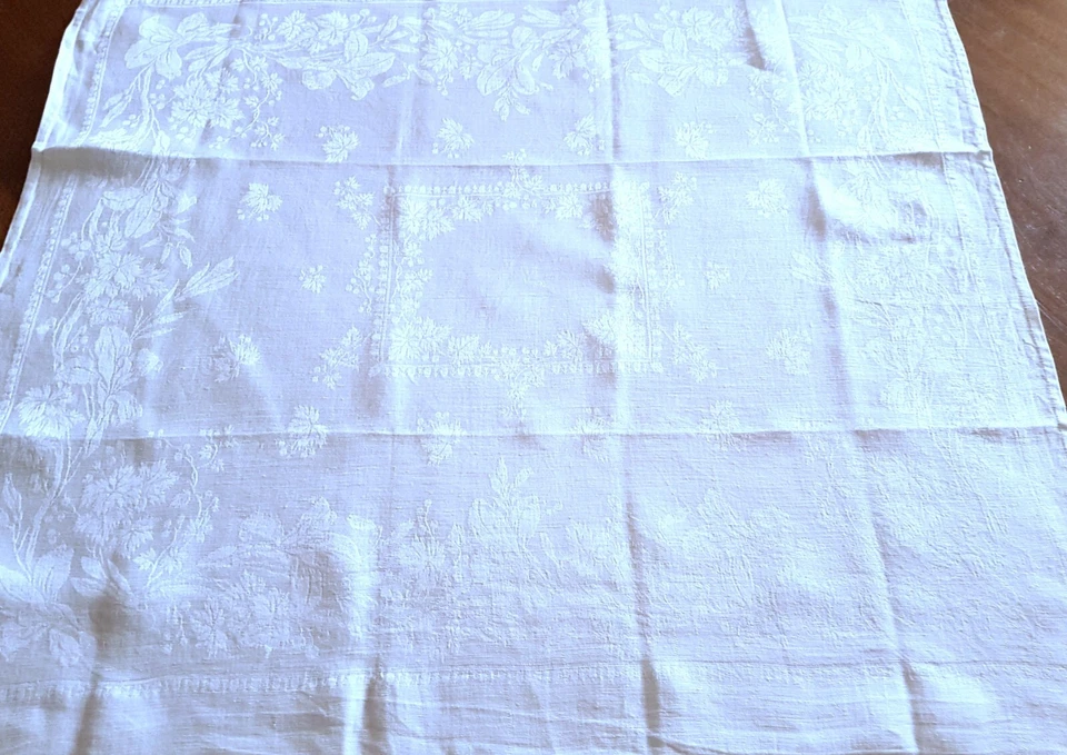 6 grandes Serviettes de table début XXe en damassé - 74 cm x 82 cm - Photo 2/4