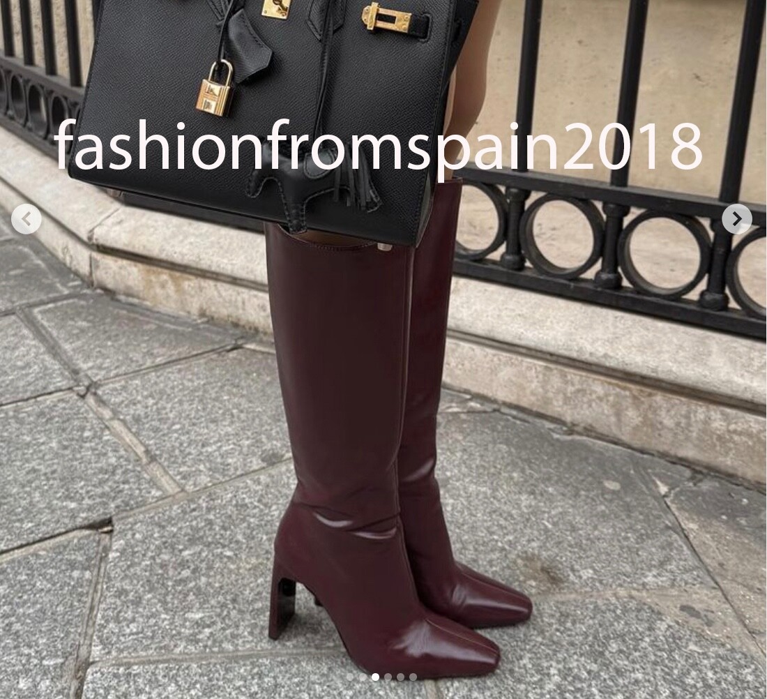 ZARA NEW WOMAN KNEE HIGH HIGH-HEELED BOOTS BURGUNDY RED 35 ZARA NEW WOMAN KNEE HIGH HIGH-HEELED BOOTS BURGUNDY RED 35