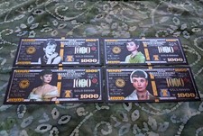 Juego de 4 billetes coleccionables Audrey Hepburn chapados en oro de 24k. ¡Como nuevo!