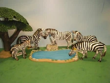 SCHLEICH ZEBRA MALE #14391 MARE #14392 GRAZING #14609 FOAL #14393 & MARE #92014