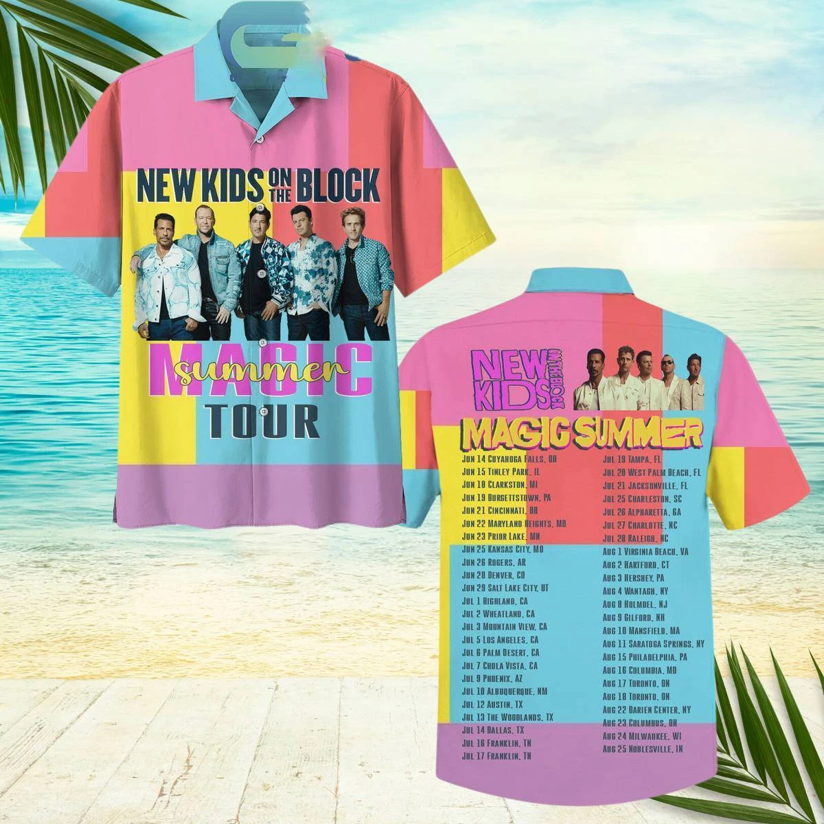 New Kids On The Blocks Having Magic Summer Tour 2024 With Fan Hawaiian Shirt