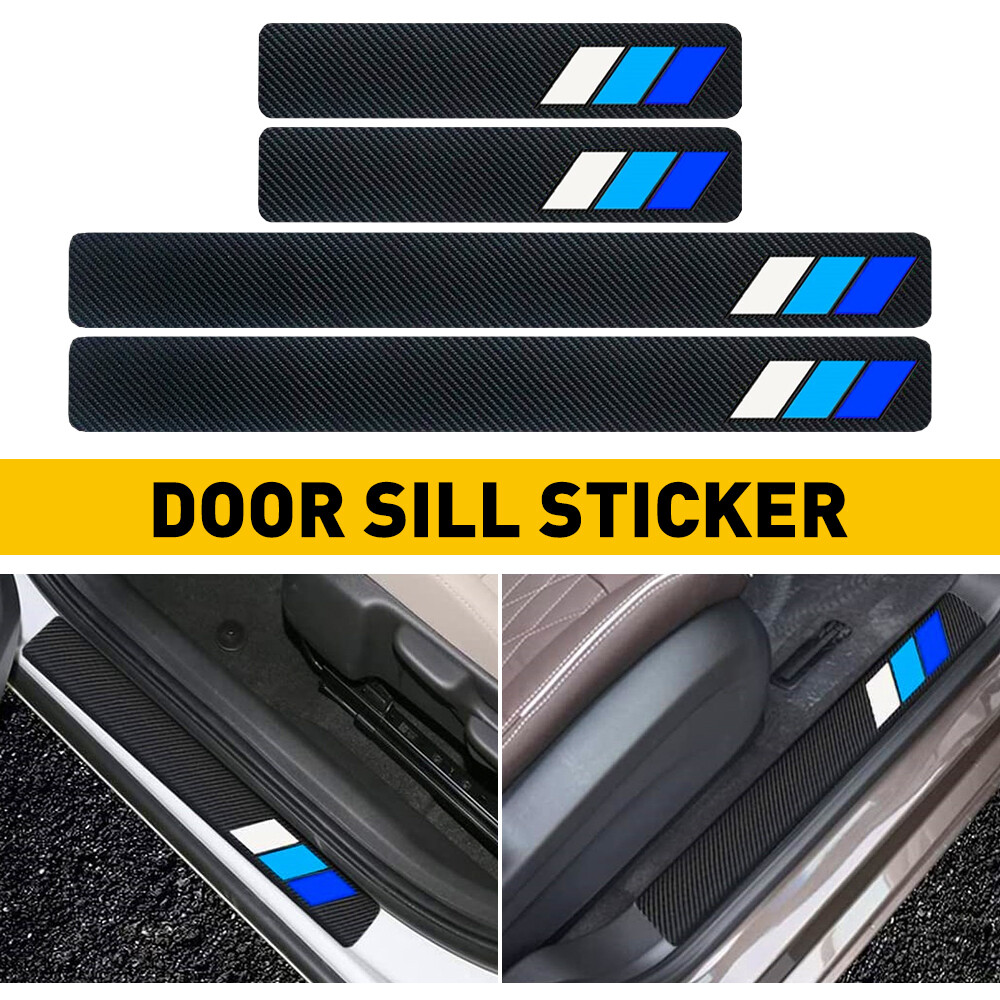 4PCS Blue Toyota Car Door Sill Protector Scuff Guard Plate Cover