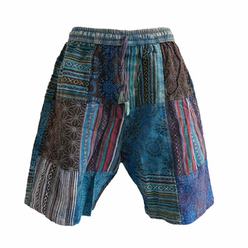 Mens Black Patch  Shorts Hippie Boho Cotton Comfy Unisex Summer Bohemian Fun - Bild 2 von 11