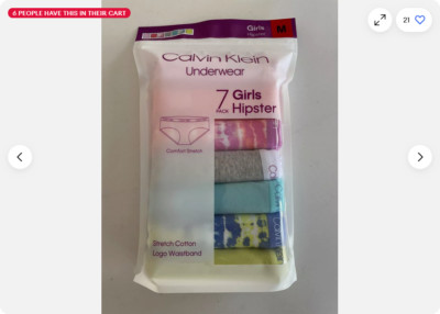 Calvin Klein Girls Youth Hipster Underwear 7 Pack Stretch Cotton (MULTI,M) NWT
