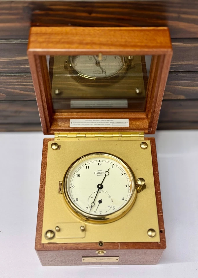 Antiguo Reloj Cronómetro Cuarzo Muhle Glashutte | Madera Marítima | Hecho en Alemania Foto 3 de 4