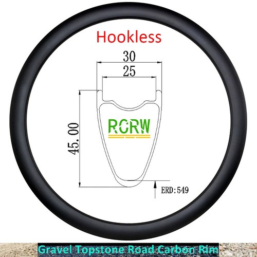 Llanta de carbono para bicicleta de carretera 700C Gravel 45X30 mm freno de disco cubierta sin cámara 24 28 32H - Imagen 18 de 20