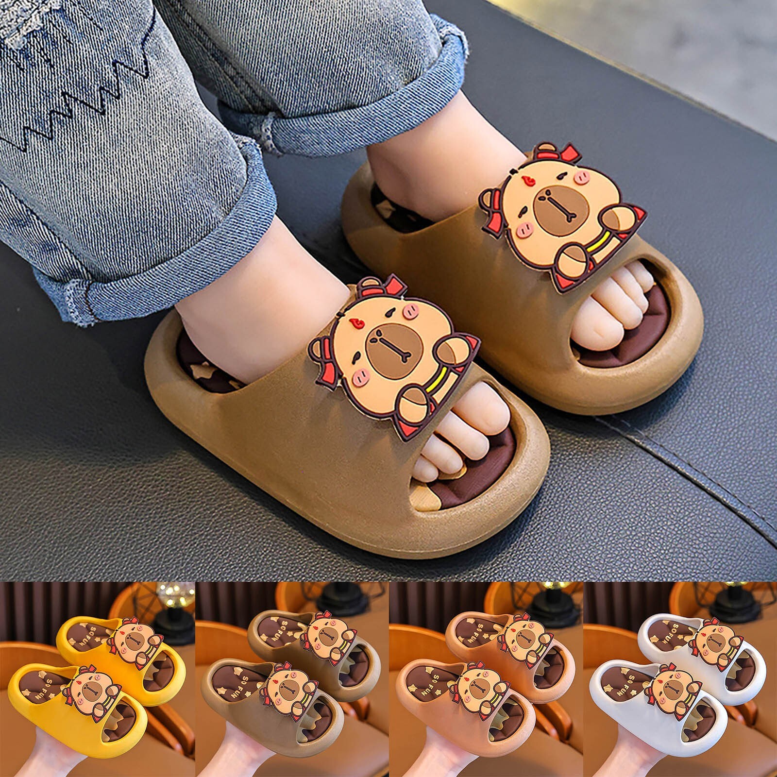 SAOLA Pantofole estive per bambini stile Kapybara tema suola più spessa più comode D
