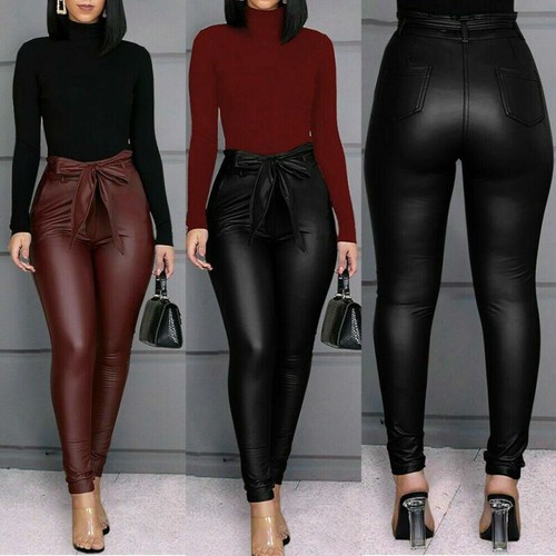 Pantalones De Tiro Alto Para Mujer Cintura Alta Levanta Cola Elegantes  Pantalón | eBay