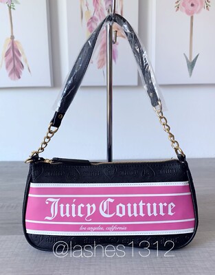 JUICY COUTURE Fashionista Shoulder Bag - Black & Pink | eBay