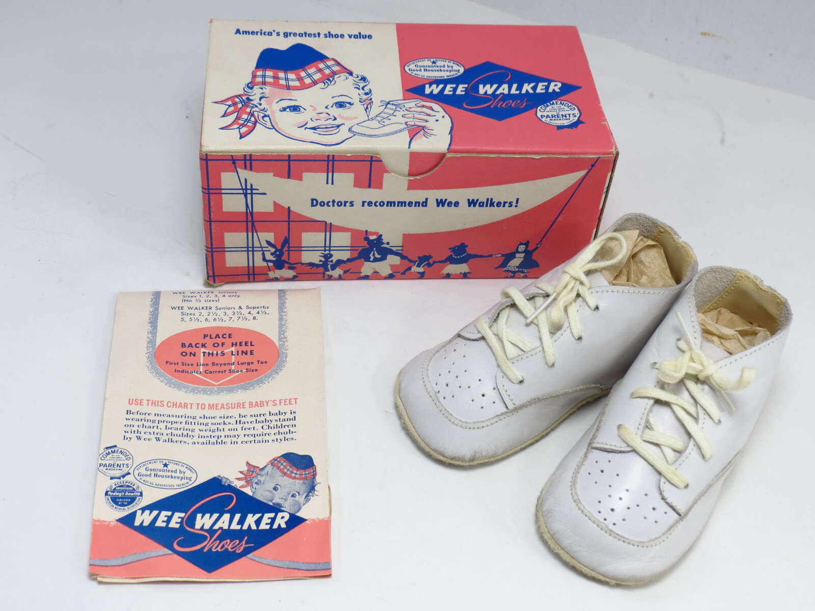 Vintage Wee Walker Baby Shoes, Great Cond, w/ Box & Booklet