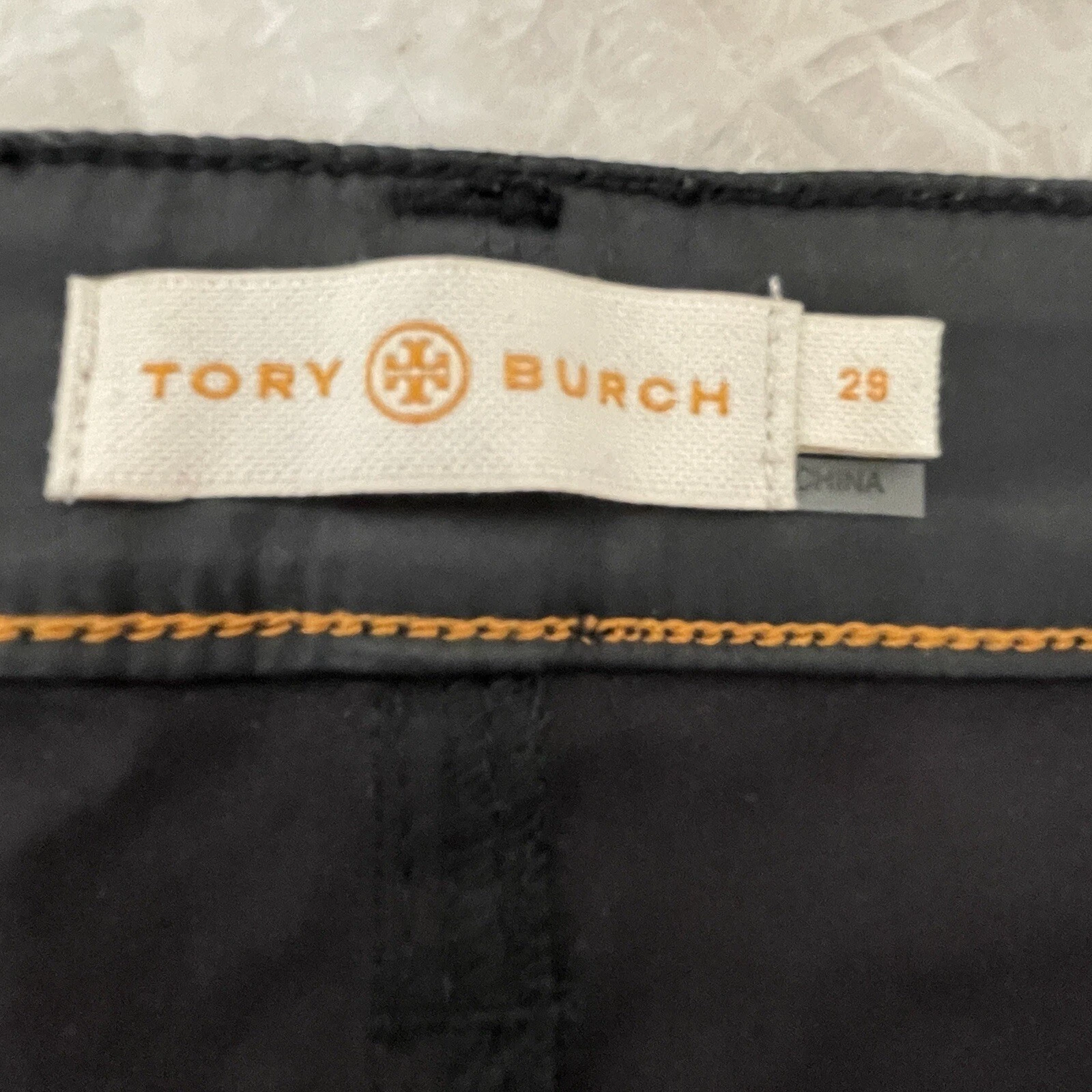 Pantalone donna Tory Burch 29 skinny rivestito vita alta logo 5 tasche ecopelle