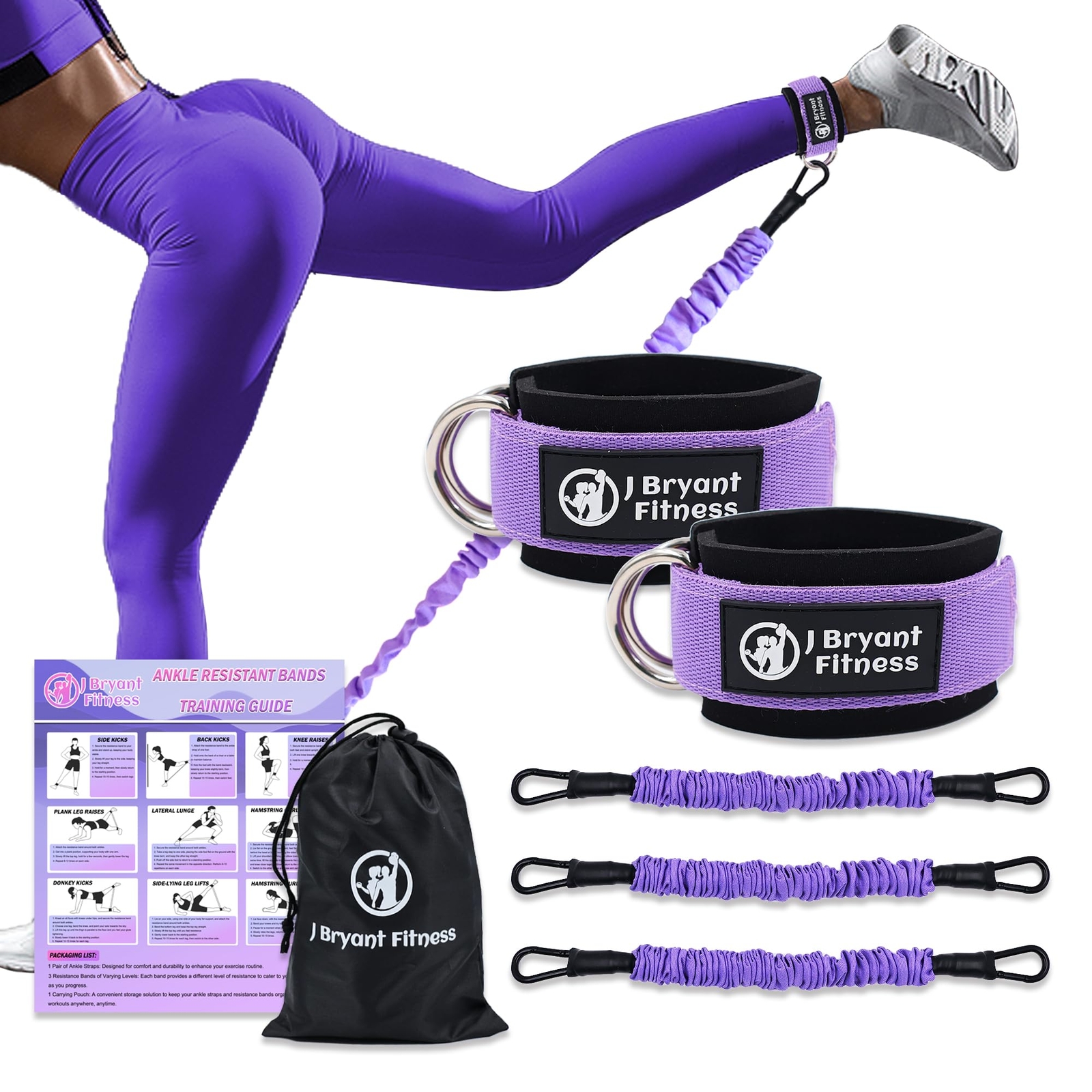 Ankle Resistance Bands with Cuffs Set, 60LB 3 Different Pound Resistance Band...