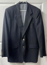 Mappelli De Milano Blazer Mens 41 L Black 100% Wool Gold Buttons Suit Jacket