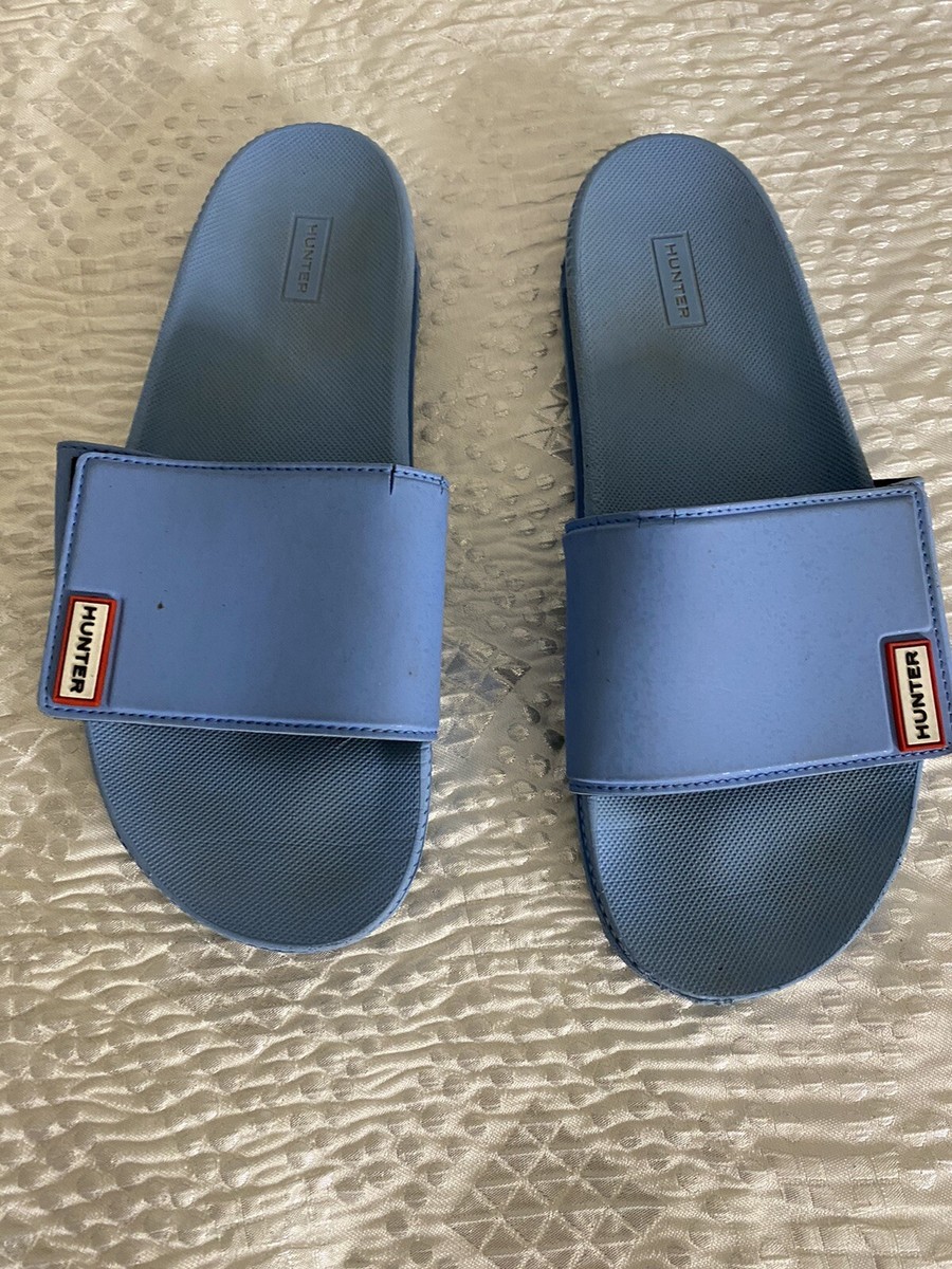 HUNTER Light Blue Strapped Women Slide Comfort Sandals Size US10 UK8 EU40