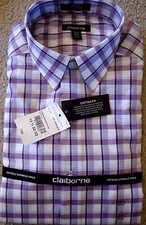 New Liz Claiborne Men's Wrinkle Free Long Sleeves Dress Shirt Multi Color