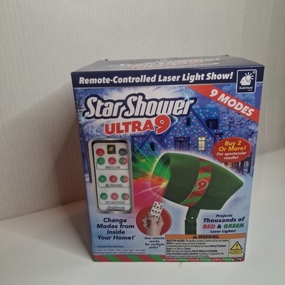 Star Shower Ultra 9 Christmas Laser Projector Red Green W/ Remote Light Show NEW