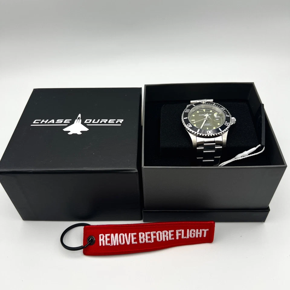 NUEVO CHASE DURER x INVICTA Reloj Submariner Hombre Bisel de Buceo Negro Verde Acero Foto 4 de 4