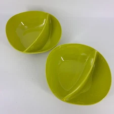 Zak Designs Divided Serve Bowl Pair Melamine Avocado Green MCM