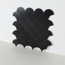 Fish Scale Black Peel and Stick Backsplash Tile, Fan Mosaic Self Adhesive Wal...