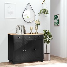 Buffet Cabinet, Coffee Bar Cabinet with 3 Drawers, Black