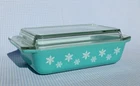 Vintage Pyrex JAJ Turquoise Gaiety ‘SnowFlake’  Casserole & Lid