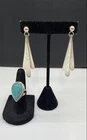 Vintage Sterling Silver 925 Turquoise Ring Size 5 Dangle Earrings Set Mexico