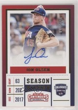 2017 Panini Elite Extra Edition USA Baseball Gold 10/100 Jon Olsen Auto 0b2